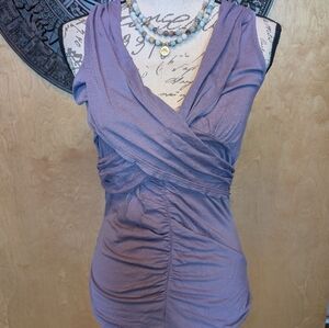 Anthropologie Velvet Purple Sleeveless Wrap Top
